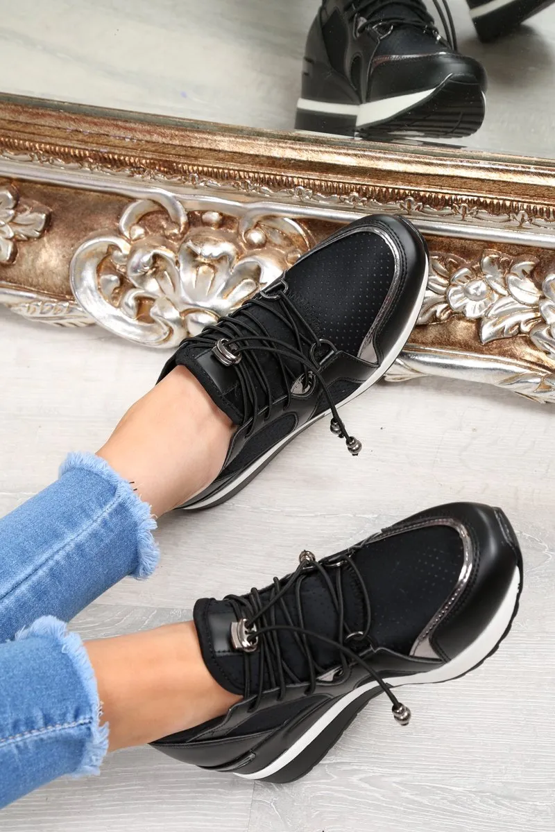 Toggle Beautifully crafted Trainers Kami Great value Wedge Black Fasten -