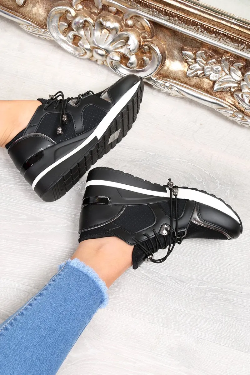Toggle Beautifully crafted Trainers Kami Great value Wedge Black Fasten -