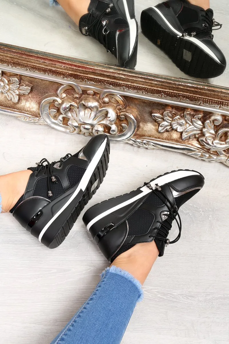 Toggle Beautifully crafted Trainers Kami Great value Wedge Black Fasten -