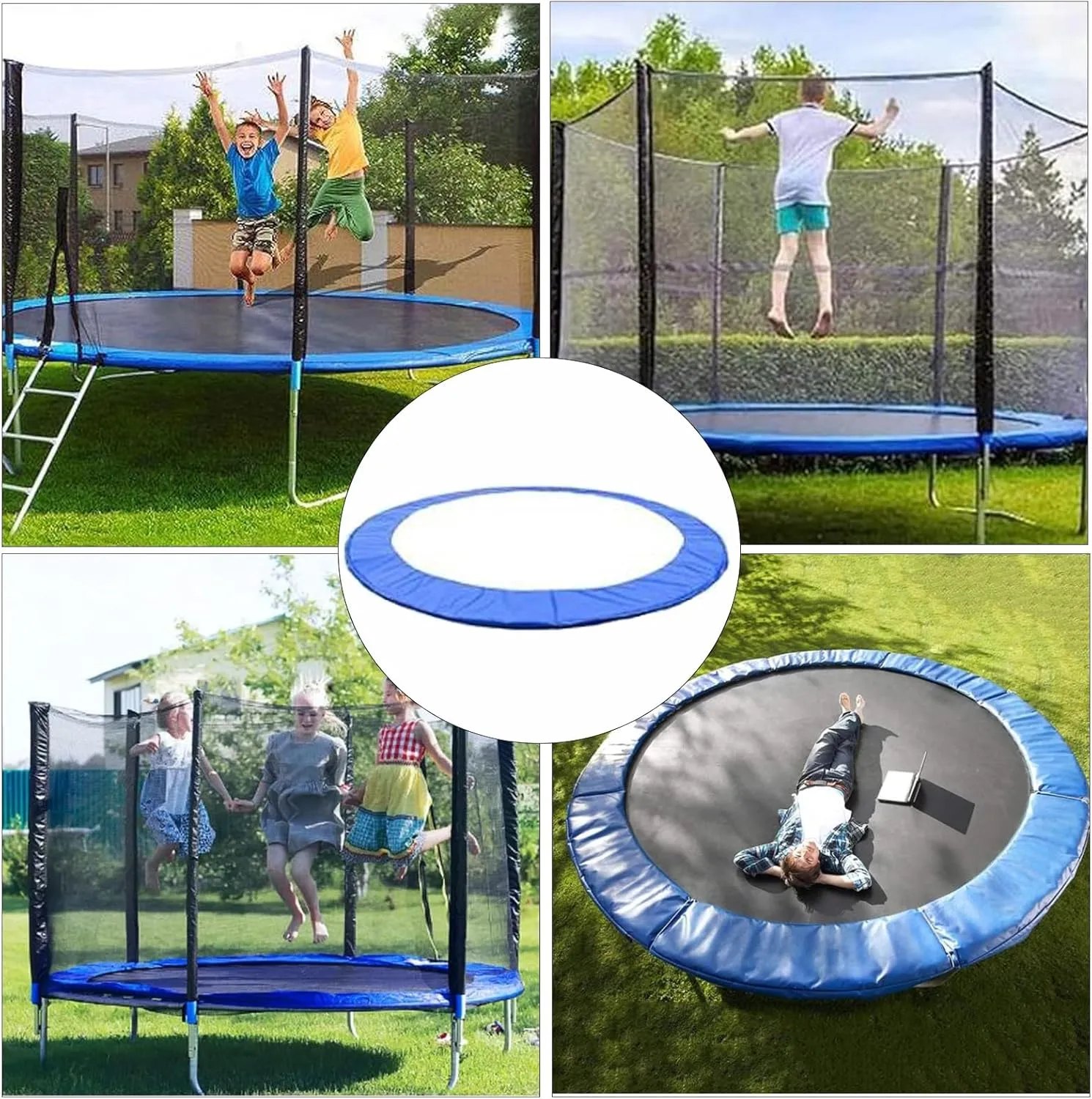 Trampoline Pad, 8ft 10ft 12ft 14ft Trampoline Replacement Safety Pad, Round Spring Cover, UV-Resistant, Tear-Resistant Edge Protection(16ft)