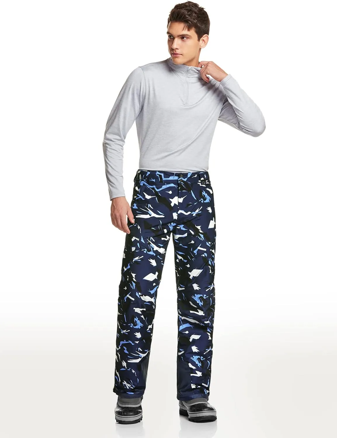 TSLA Men's Winter Snow Pants, Waterproof Insulated Ski Pants, Ripstop Windproof Snowboard Bottoms