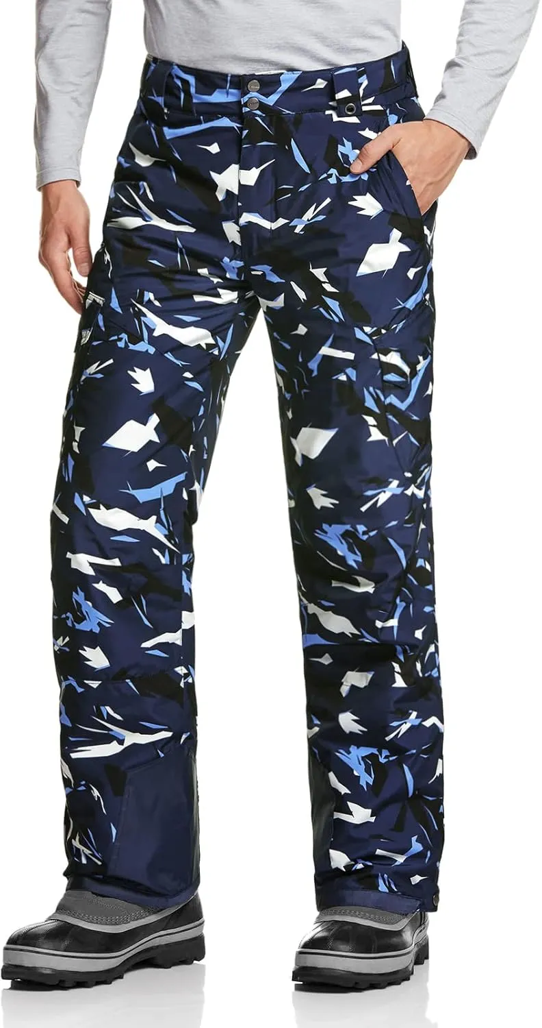 TSLA Men's Winter Snow Pants, Waterproof Insulated Ski Pants, Ripstop Windproof Snowboard Bottoms