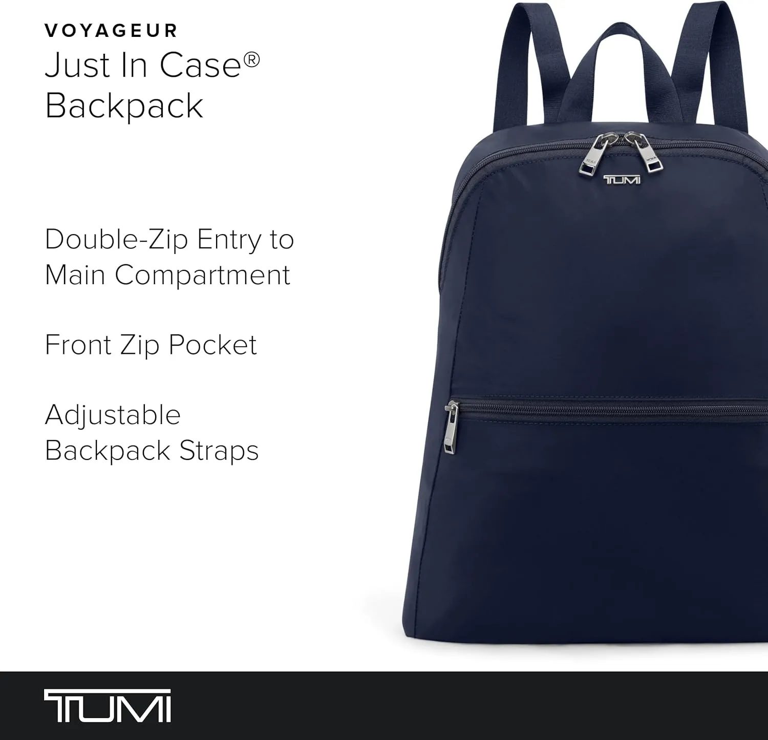 TUMI - Just In Case Foldable Backpack - Lightweight, Compact Travel Backpack - For One Bag Travel - 15.5" X 12.3" X 4.5" - Indigo