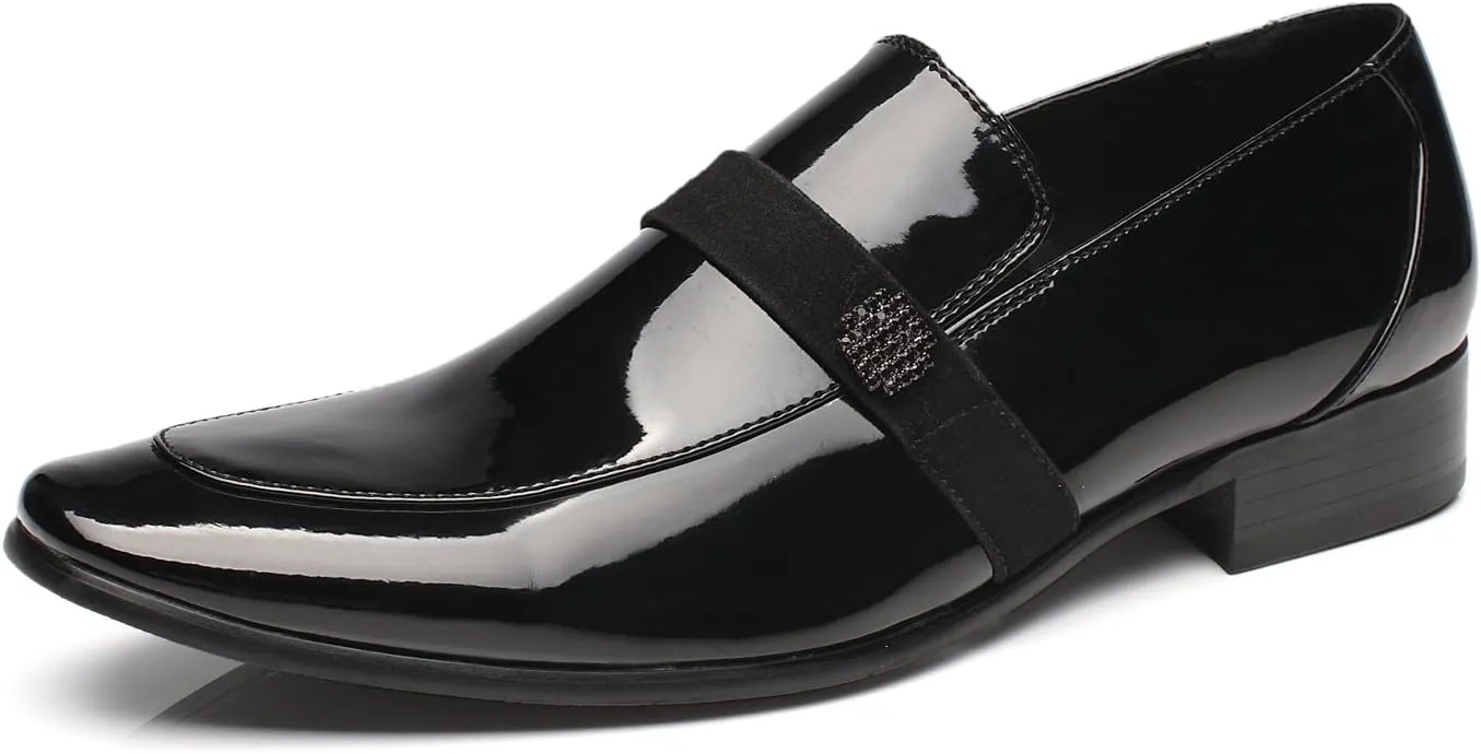 Tuxedo Shoes Patent Leather Wedding Shoes for Men Cap Toe Lace up Formal Business Oxford Shoes