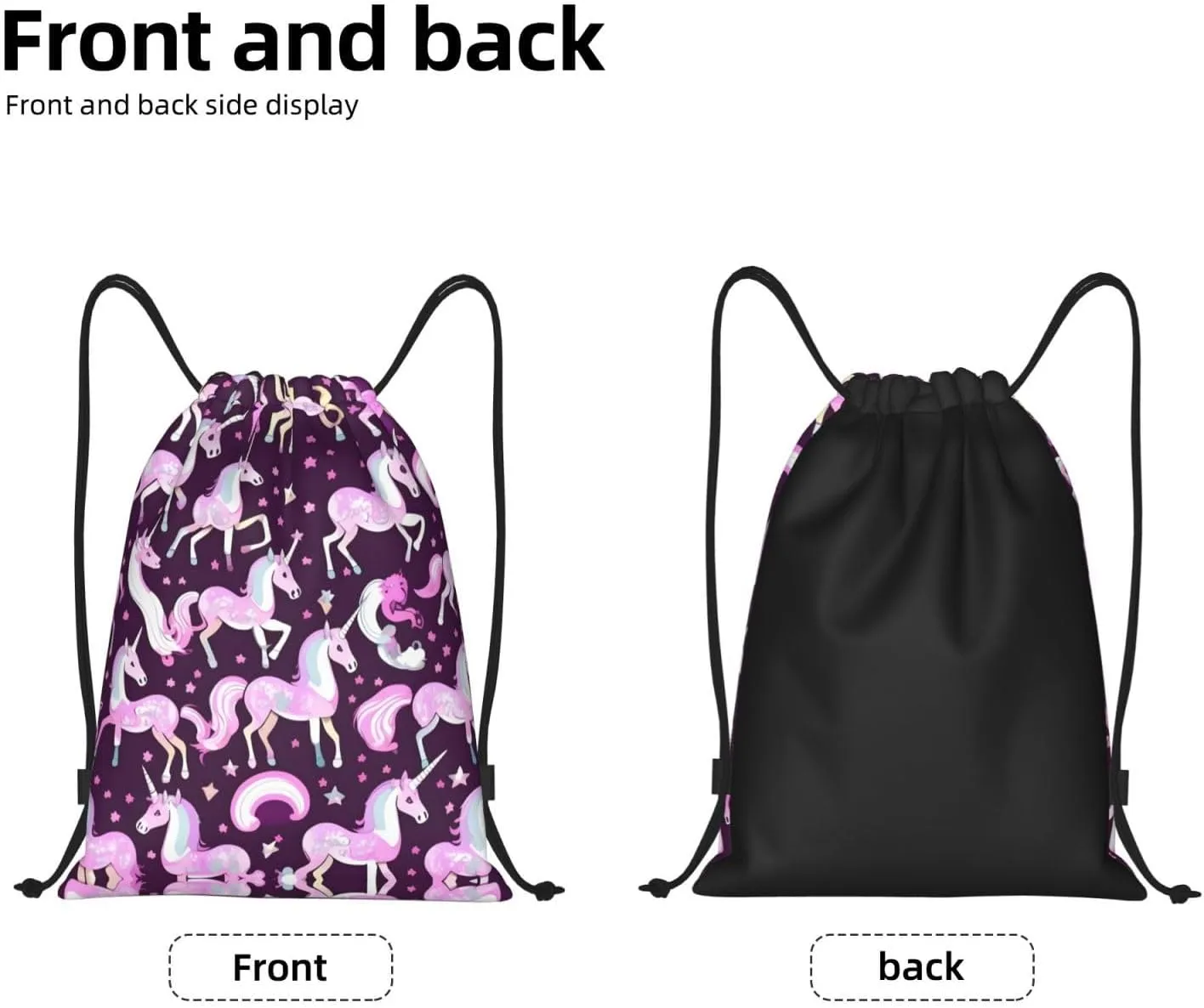 Unicorns Red Drawstring Backpack Cinch Bags, Nylon Drawstring Bags For Trip Gym Party