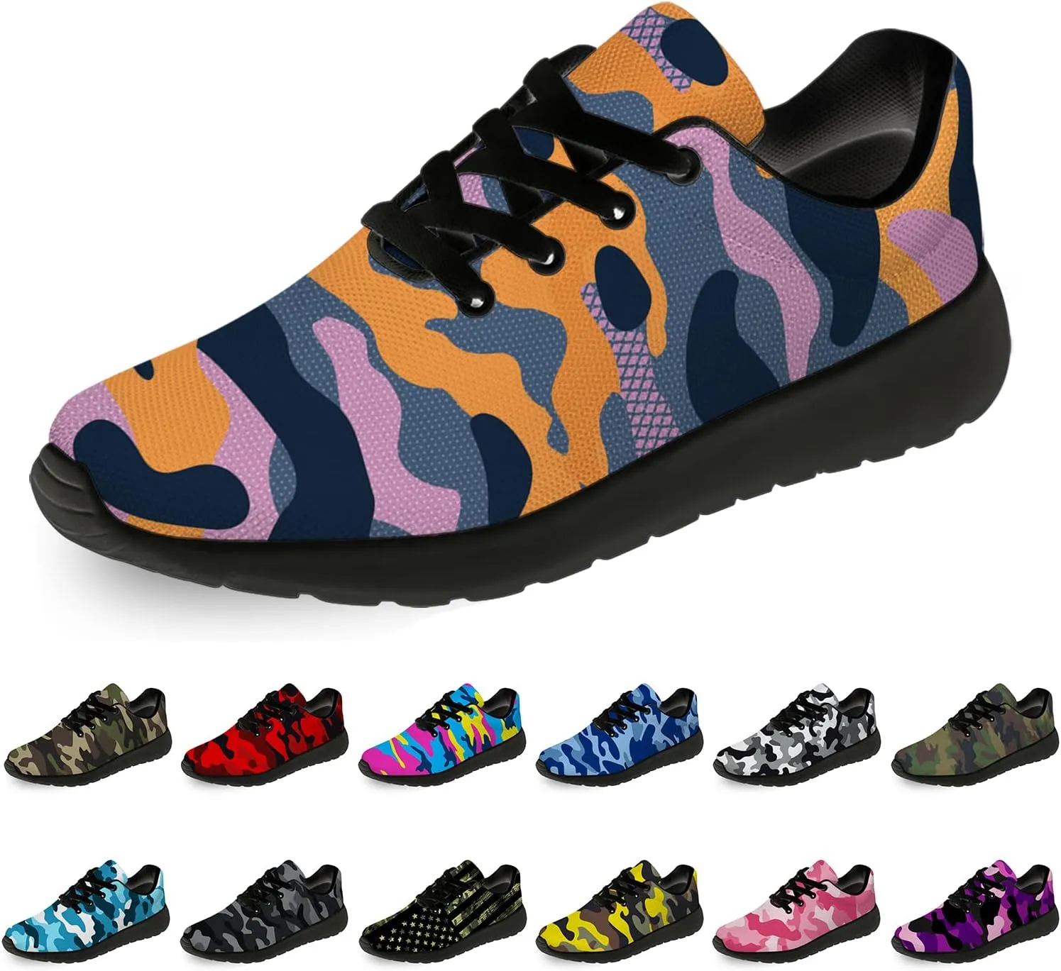 Unisex Camouflage Sneakers for Women & Men, Breathable & Lightweight, All Occasions