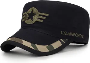 Unisex Cotton Military Caps Cadet Army Caps Flat Top Cap Adjustable Military Cadet Cap Golf Dad Hat