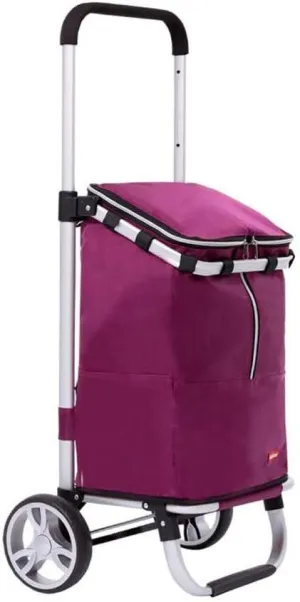 Utility Shopping Cart Aluminum Alloy Folding Shopping Cart Trolley Three-Speed Telescopic Shopping Cart Portable Small Cart Portable Grocery Cart to Save Space (Color : B)