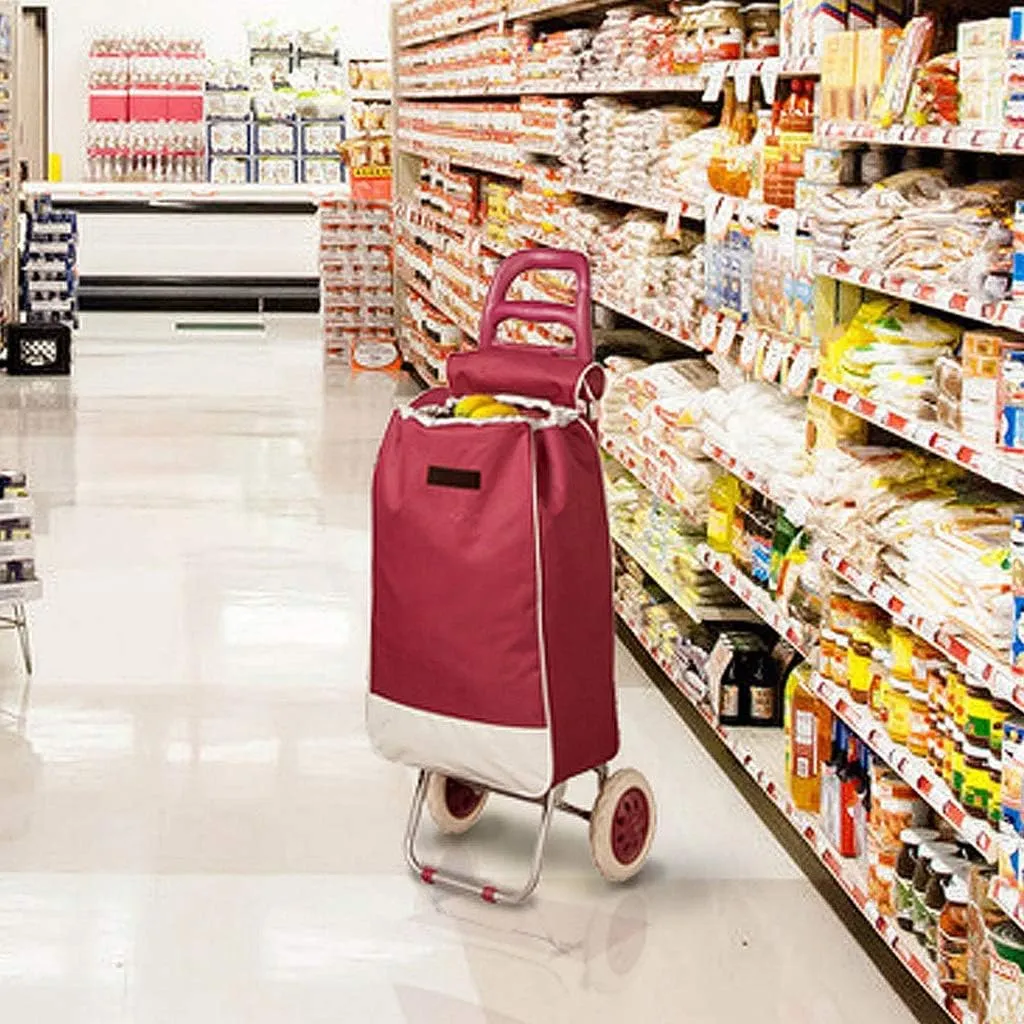 Utility Shopping Cart Foldable Shopping Cart Portable Trolley Climbing Stair Cart with Wheels and Removable Canvas Bag for Laundry Grocery Shopping Portable Grocery Cart to Save Space