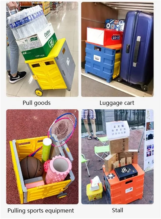 Utility Shopping Cart Folding Shopping Cart Trolley Shopping Cart Small Cart Home Trolley Car Supermarket Trolley Portable Pull Goods Portable Grocery Cart to Save Space