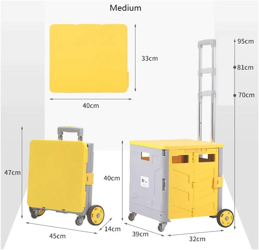 Utility Shopping Cart Folding Shopping Cart Trolley Shopping Cart Small Cart Home Trolley Car Supermarket Trolley Portable Pull Goods Portable Grocery Cart to Save Space