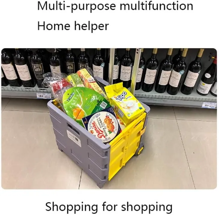 Utility Shopping Cart Folding Shopping Cart Trolley Shopping Cart Small Cart Home Trolley Car Supermarket Trolley Portable Pull Goods Portable Grocery Cart to Save Space