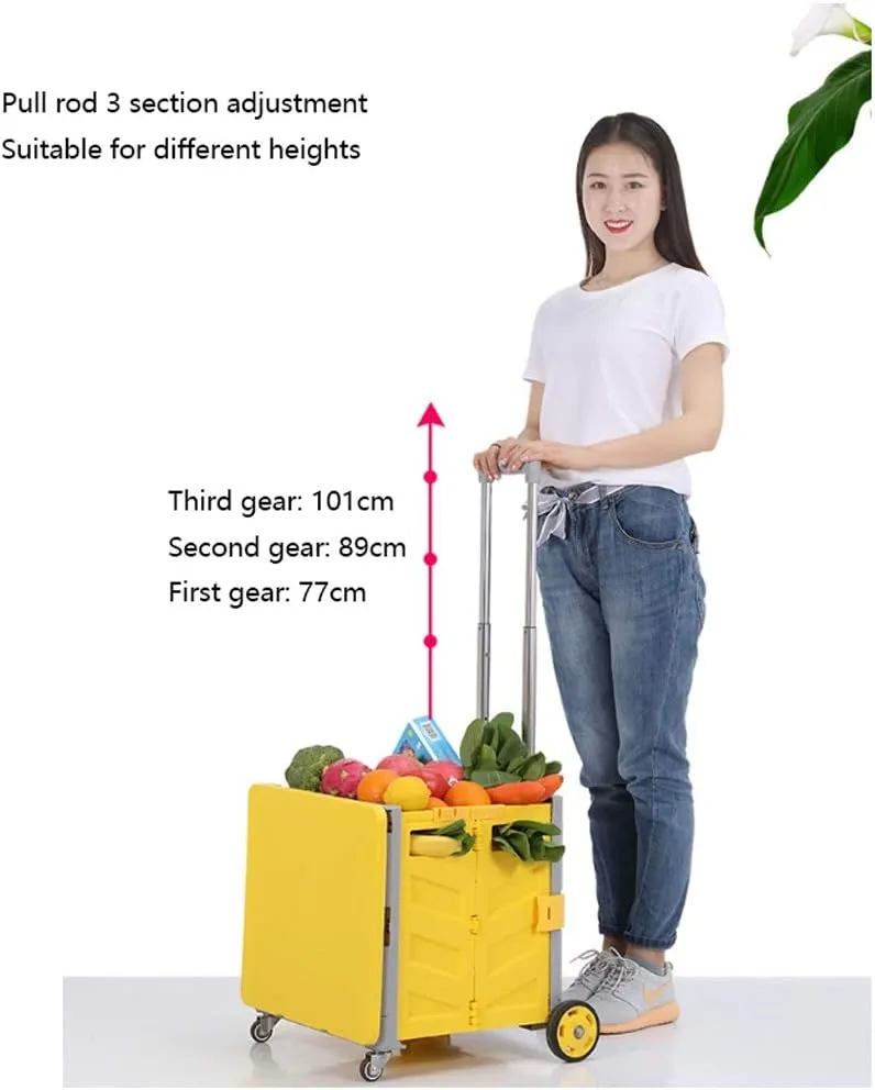 Utility Shopping Cart Folding Shopping Cart Trolley Shopping Cart Small Cart Home Trolley Car Supermarket Trolley Portable Pull Goods Portable Grocery Cart to Save Space