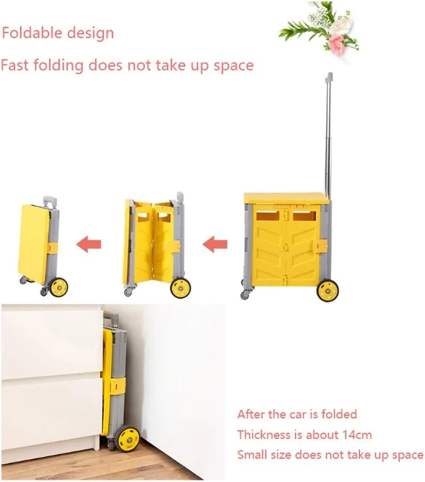 Utility Shopping Cart Folding Shopping Cart Trolley Shopping Cart Small Cart Home Trolley Car Supermarket Trolley Portable Pull Goods Portable Grocery Cart to Save Space
