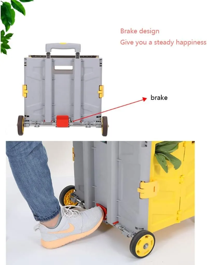 Utility Shopping Cart Folding Shopping Cart Trolley Shopping Cart Small Cart Home Trolley Car Supermarket Trolley Portable Pull Goods Portable Grocery Cart to Save Space