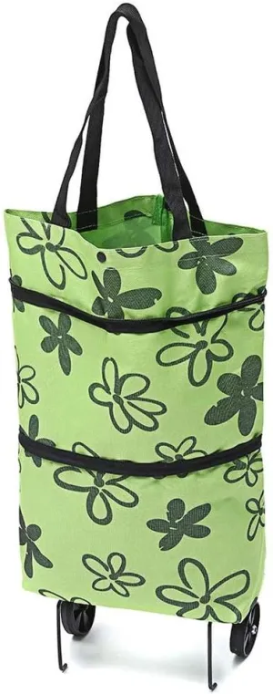 Utility Shopping Cart Oxford Cloth Folding Shopping Cart Laundry Grocery Trolley Shopping Bag 2 Wheels Portable Tug Car Portable Grocery Cart to Save Space (Color : A)