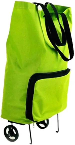 Utility Shopping Cart Portable Shopping Trolley Bag with Wheels Collapsible Shopping Cart Rolling Groceries Green Portable Grocery Cart to Save Space (Color : Green)