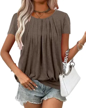 VahRuta Women's Short Sleeve Tunic Tops Scoop Neck Banded Bottom Summer T Shirt for Leggings