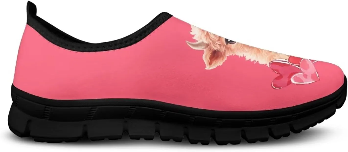 Valentine's Day Slip On Sneakers for Women Casual Low Top Flat Shoes Mesh Breathable Work Tennis Footwear