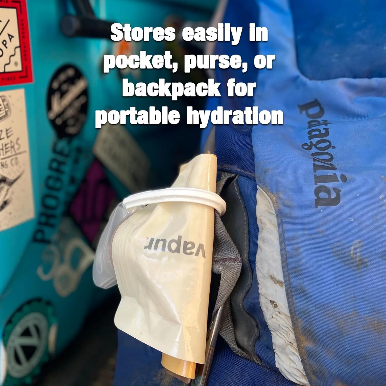 Vapur Collapsible Water Bottle With Carabiner, Compact Bottle Folds Flat For Hydration On The Go, Ideal for Traveling, Hiking or Camping, 23 Ounce, Fire, Pack of 1
