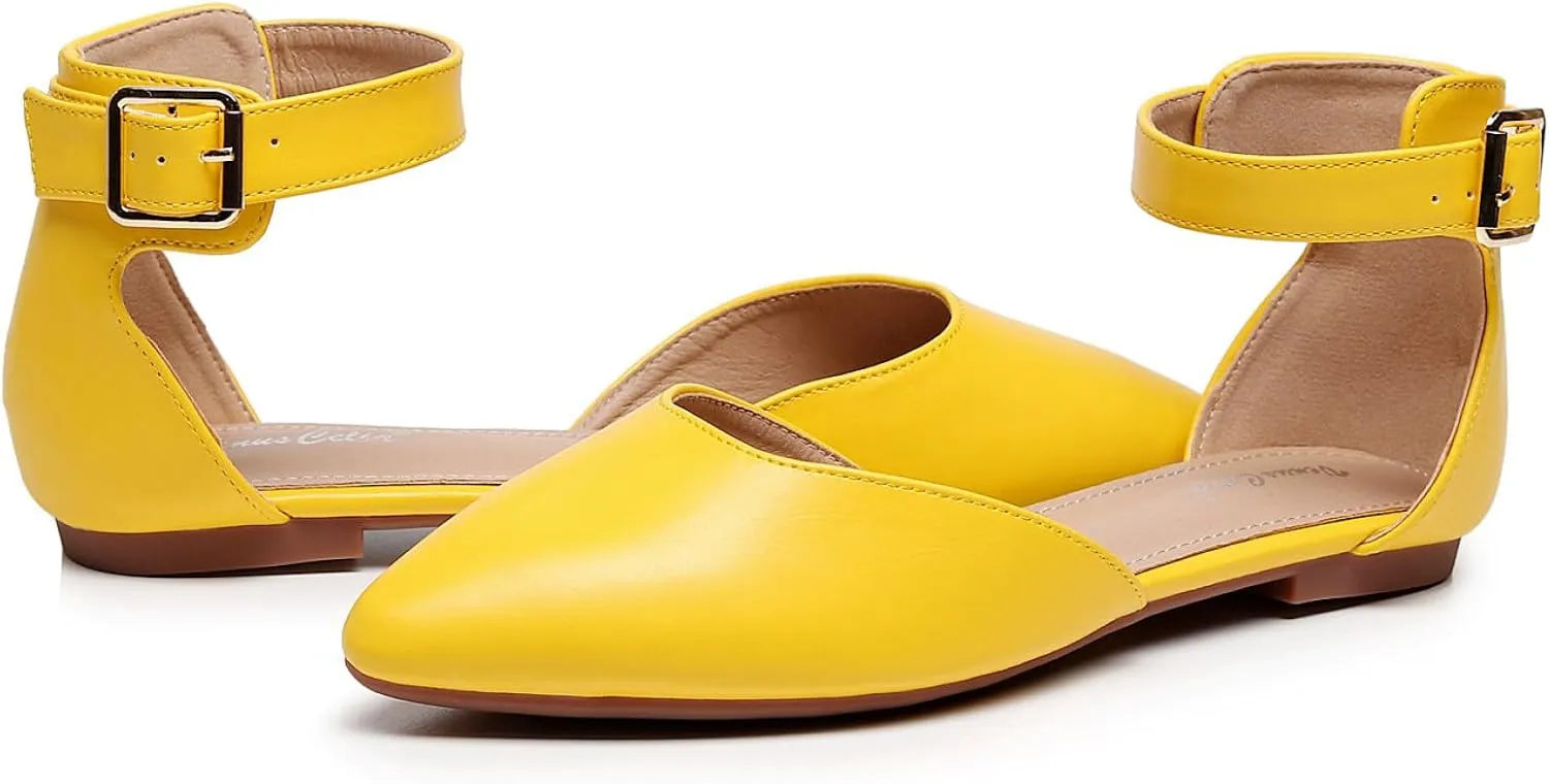 VenusCelia Women's D'Orsay Strap Flat Shoe