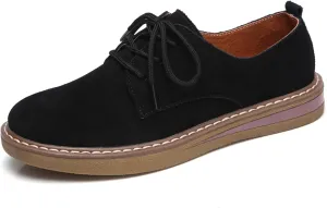 Veroders Women's Wingtip Brogue Oxfords Dress Pumps Platform Lace-Up Round Toe Oxfords Chunky Pumps Business Classic Formal School