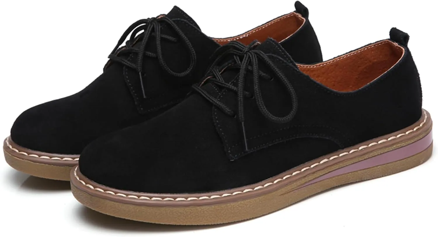 Veroders Women's Wingtip Brogue Oxfords Dress Pumps Platform Lace-Up Round Toe Oxfords Chunky Pumps Business Classic Formal School
