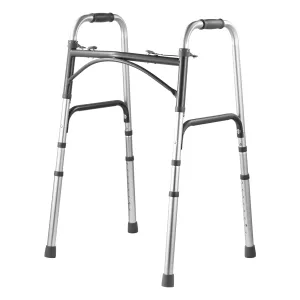 VEVOR Folding Walker, 2-Button Folding Walkers with 8-Level Adjustable Height and Durable Handles, Lightweight Aluminum Mobility Walker Aid for Elderly Handicapped Disabled, Up to 350 Pounds