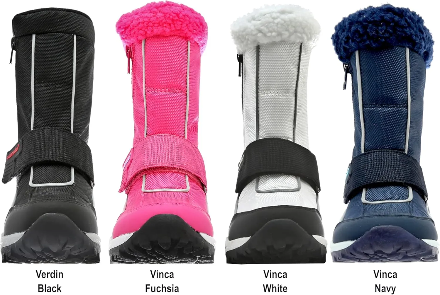 Vinca Girl's Snow Boot: Waterproof Zipper, 200g enTHERMA-insulated Nylon, deHYDREX Waterproof, Memory Foam Footbed, Reflective Trim