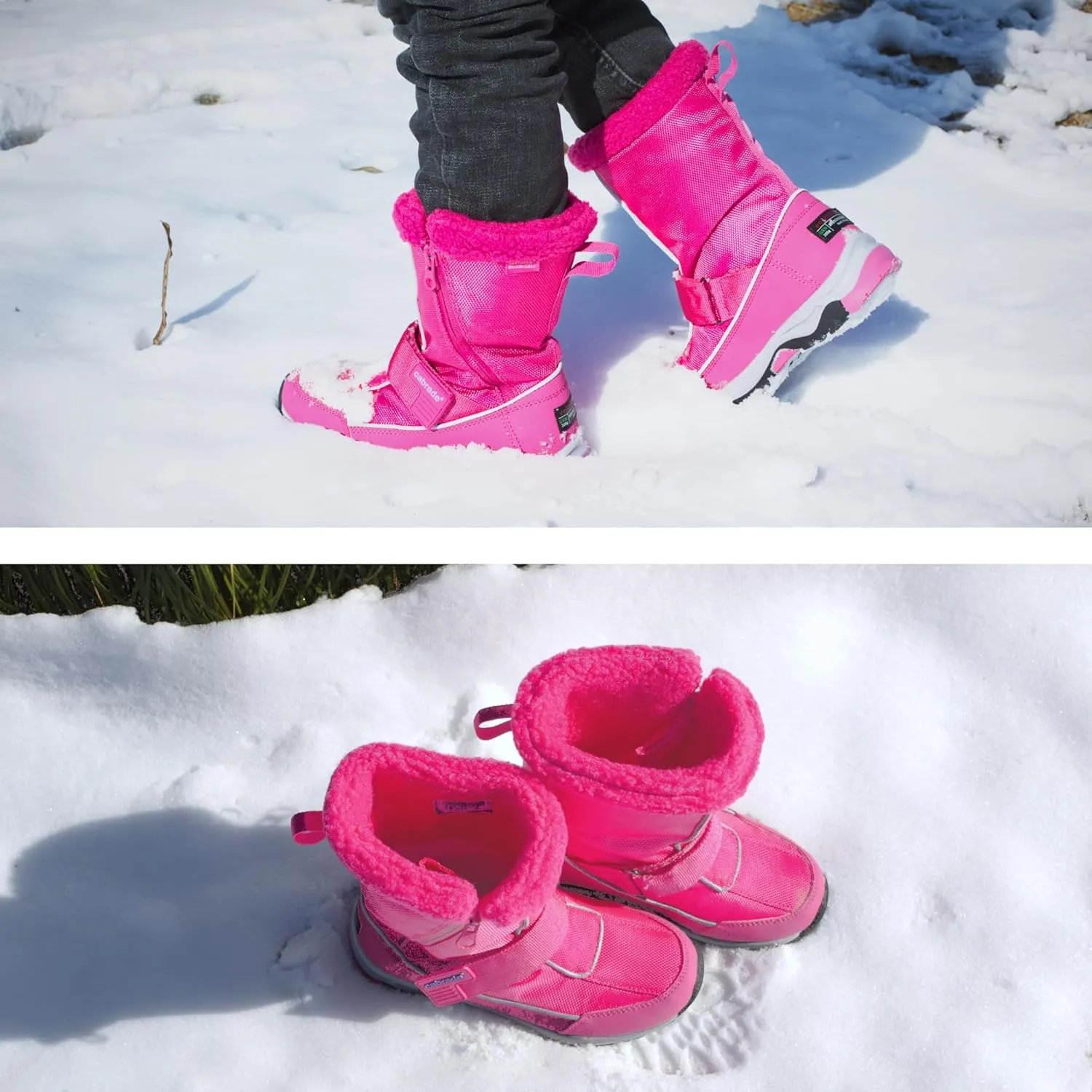 Vinca Girl's Snow Boot: Waterproof Zipper, 200g enTHERMA-insulated Nylon, deHYDREX Waterproof, Memory Foam Footbed, Reflective Trim