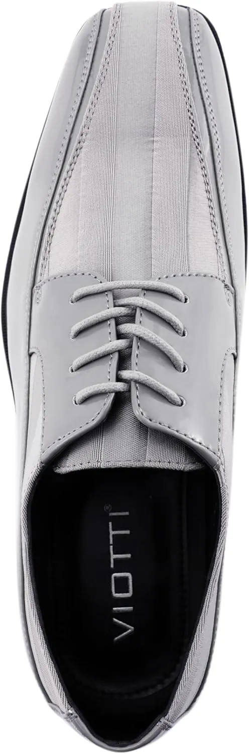 Viotti 179, Casual Dress Oxford Shoes for Men, Satin Striped Lace-Ups, Men's Business Casual Leather & Satin Shoe, for All Formal Occasions