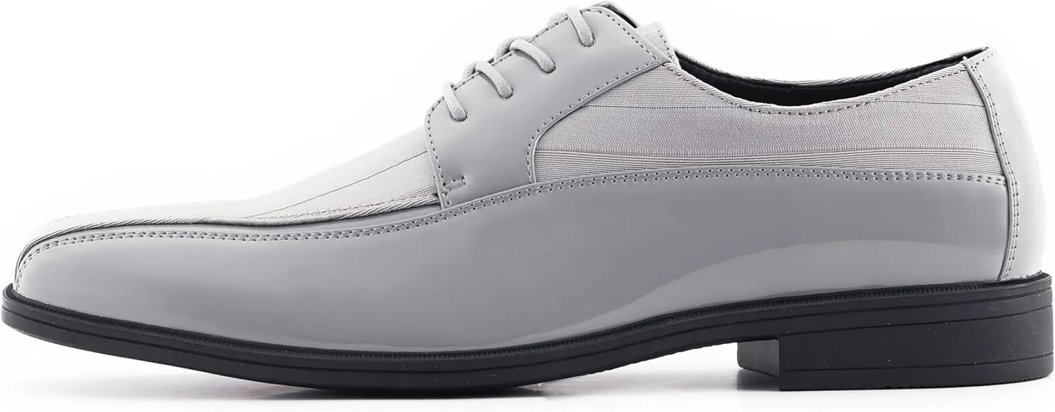 Viotti 179, Casual Dress Oxford Shoes for Men, Satin Striped Lace-Ups, Men's Business Casual Leather & Satin Shoe, for All Formal Occasions