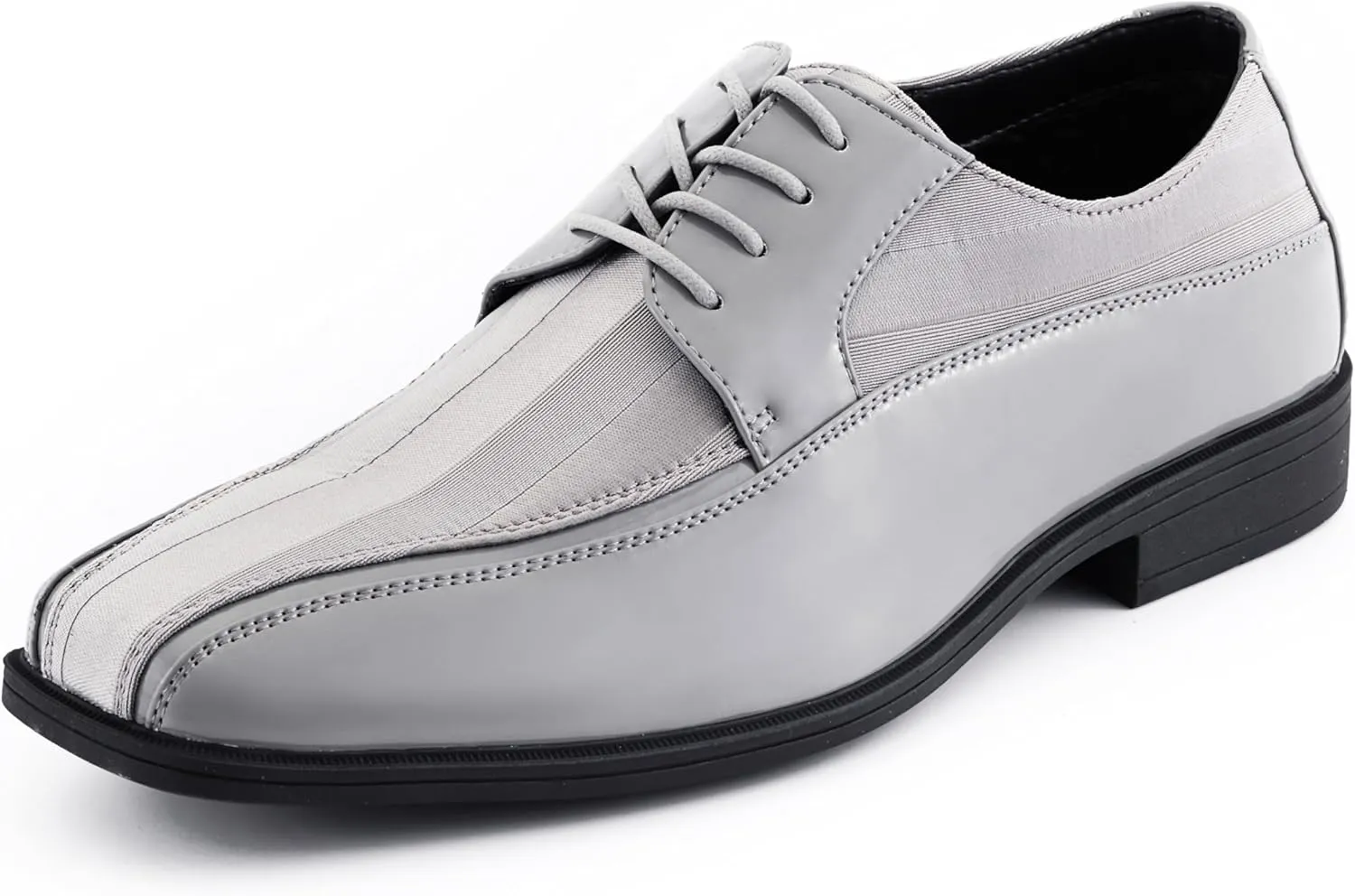 Viotti 179, Casual Dress Oxford Shoes for Men, Satin Striped Lace-Ups, Men's Business Casual Leather & Satin Shoe, for All Formal Occasions