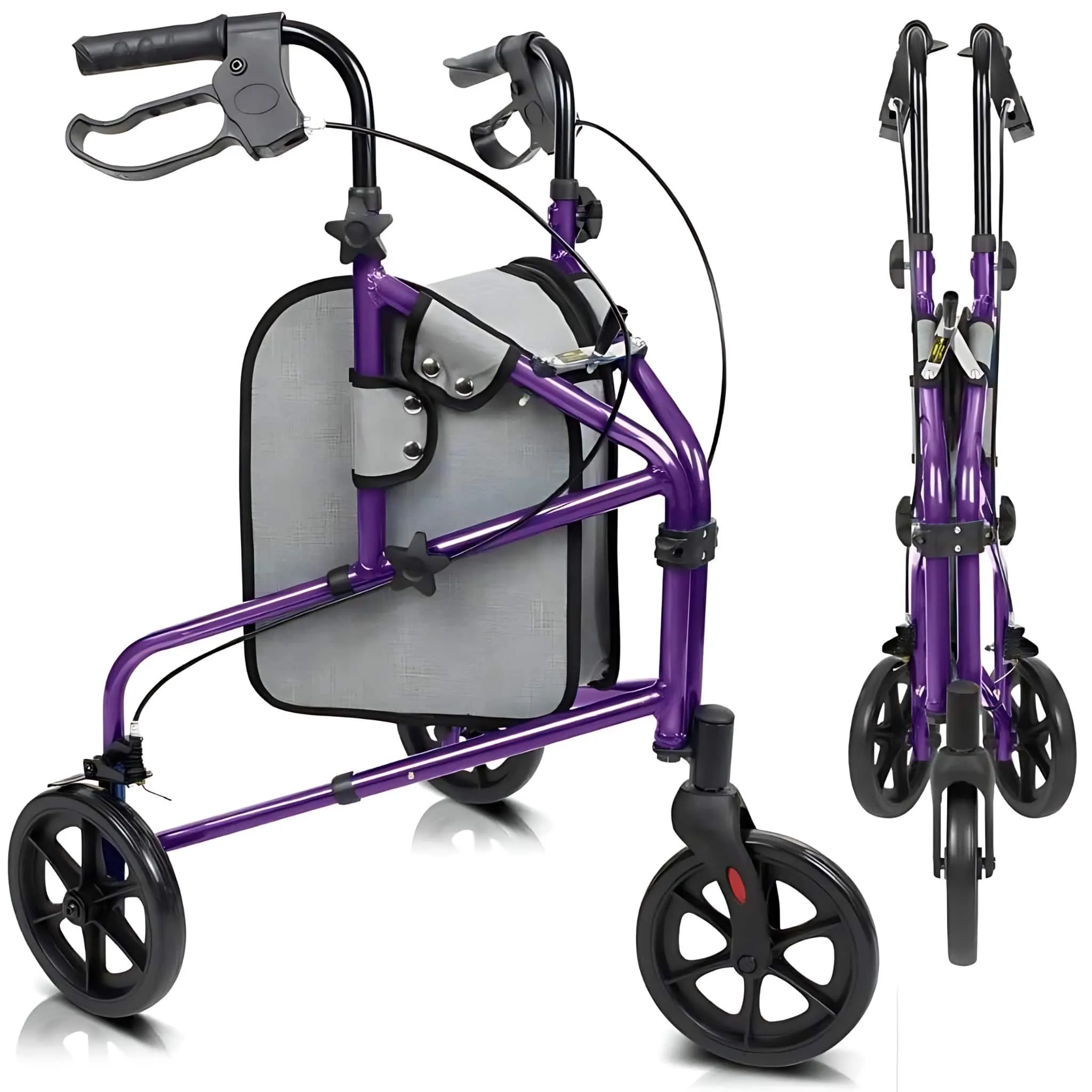 Vive Health 3 Wheel Walker Rollator- Lightweight Foldable Walking Transport