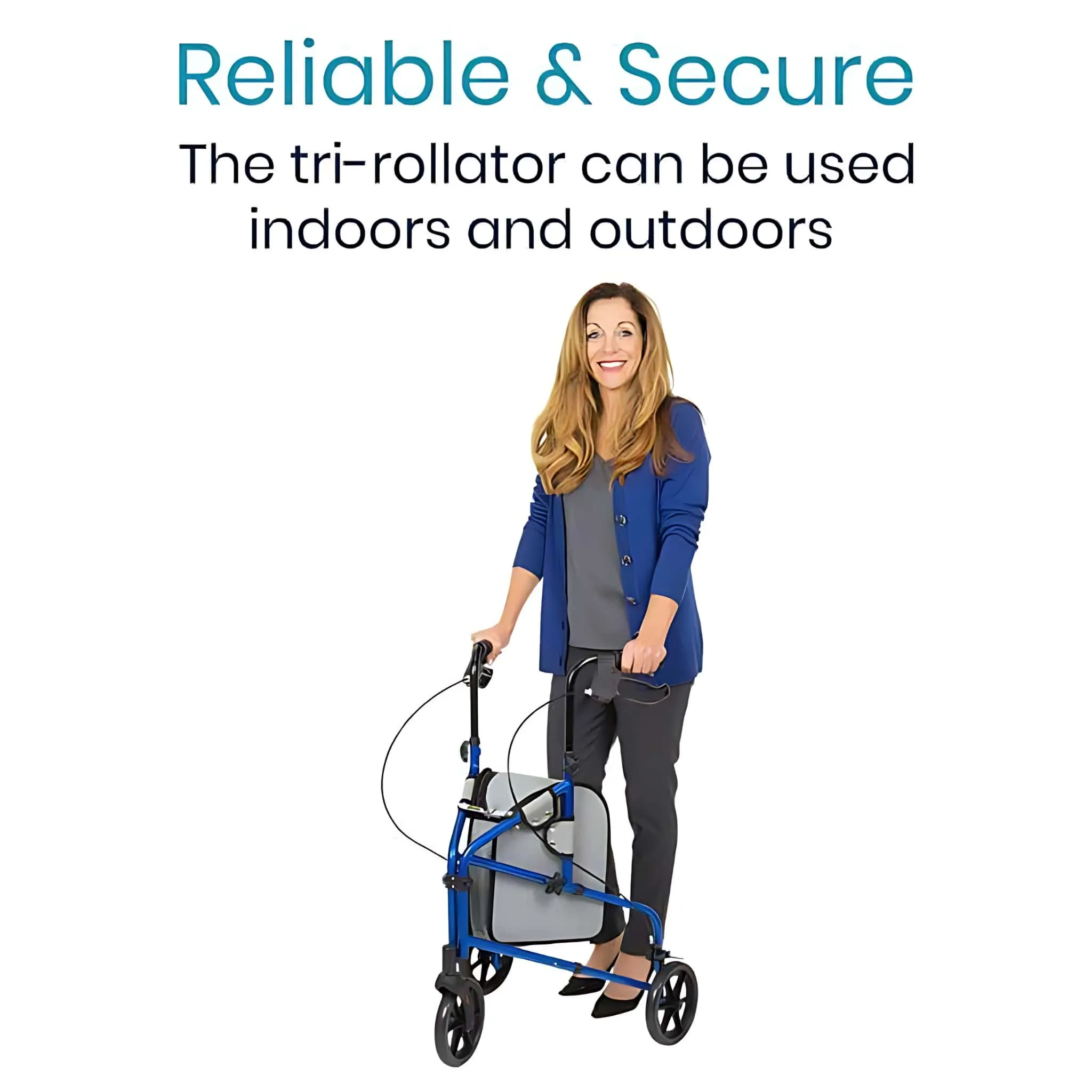 Vive Health 3 Wheel Walker Rollator- Lightweight Foldable Walking Transport