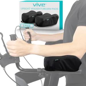 Vive Upright Walker Forearm Pads For Seniors (2 Pcs) - Foam Lightweight Armrest Cover - Stand up, Tall Upwalker Accessories - Soft, Comfortable Rest For Arms, Machine Washable - Nonslip Bottom (Black)