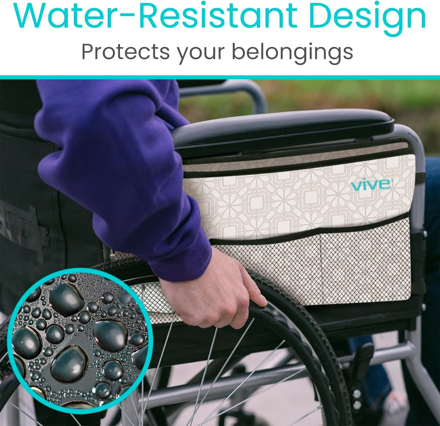 Vive Walker Bag - Accessories Basket Pouch for Seniors (Water Resistant) - Caddy Accessory Attachment for Folding, Rolling Walkers - Carry Storage Carrier Tote - Lightweight, Universal Size