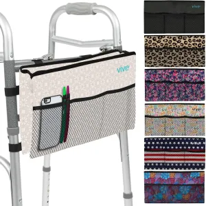 Vive Walker Bag - Accessories Basket Pouch for Seniors (Water Resistant) - Caddy Accessory Attachment for Folding, Rolling Walkers - Carry Storage Carrier Tote - Lightweight, Universal Size
