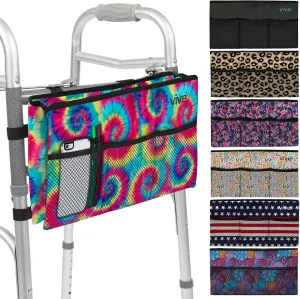 Vive Walker Bag - Accessories Basket Pouch for Seniors (Water Resistant) - Caddy Accessory Attachment for Folding, Rolling Walkers - Carry Storage Carrier Tote - Lightweight, Universal Size