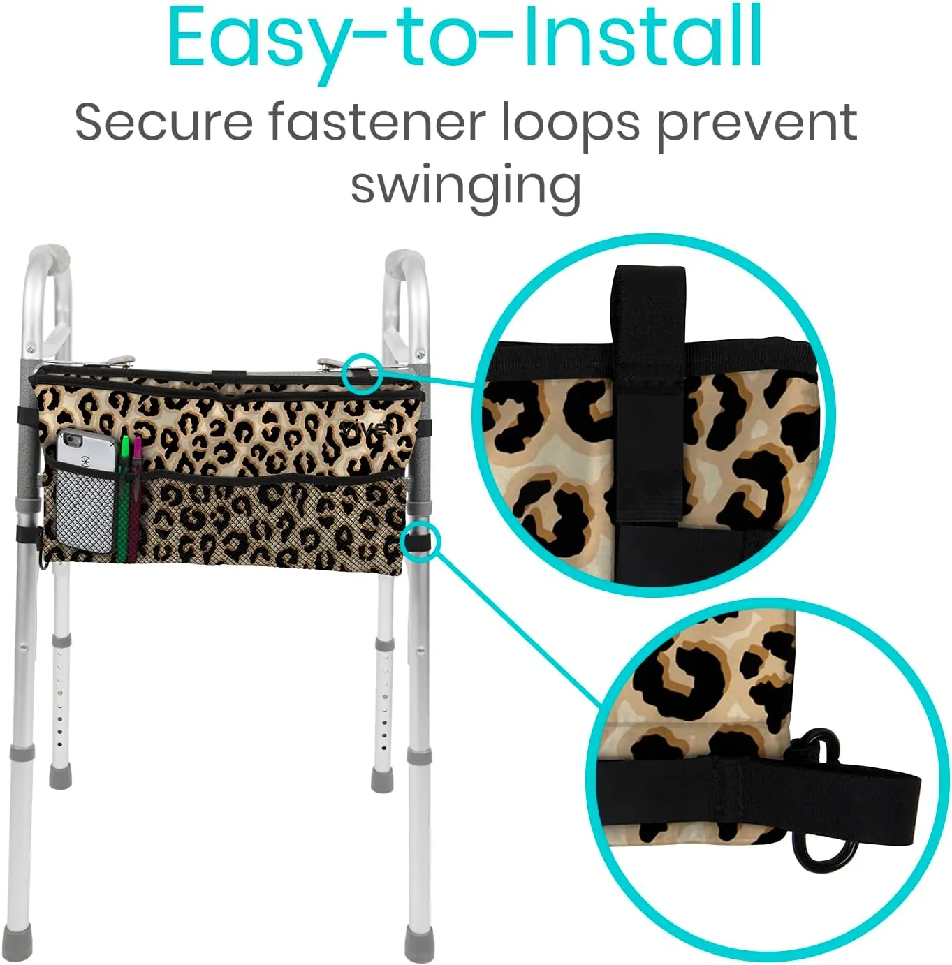 Vive Walker Bag - Accessories Wheelchair Basket Pouch (Water Resistant) - Seniors Caddy Accessory Attachment for Folding, Rolling Walkers - Carry Storage Carrier Tote - Lightweight, Universal Size