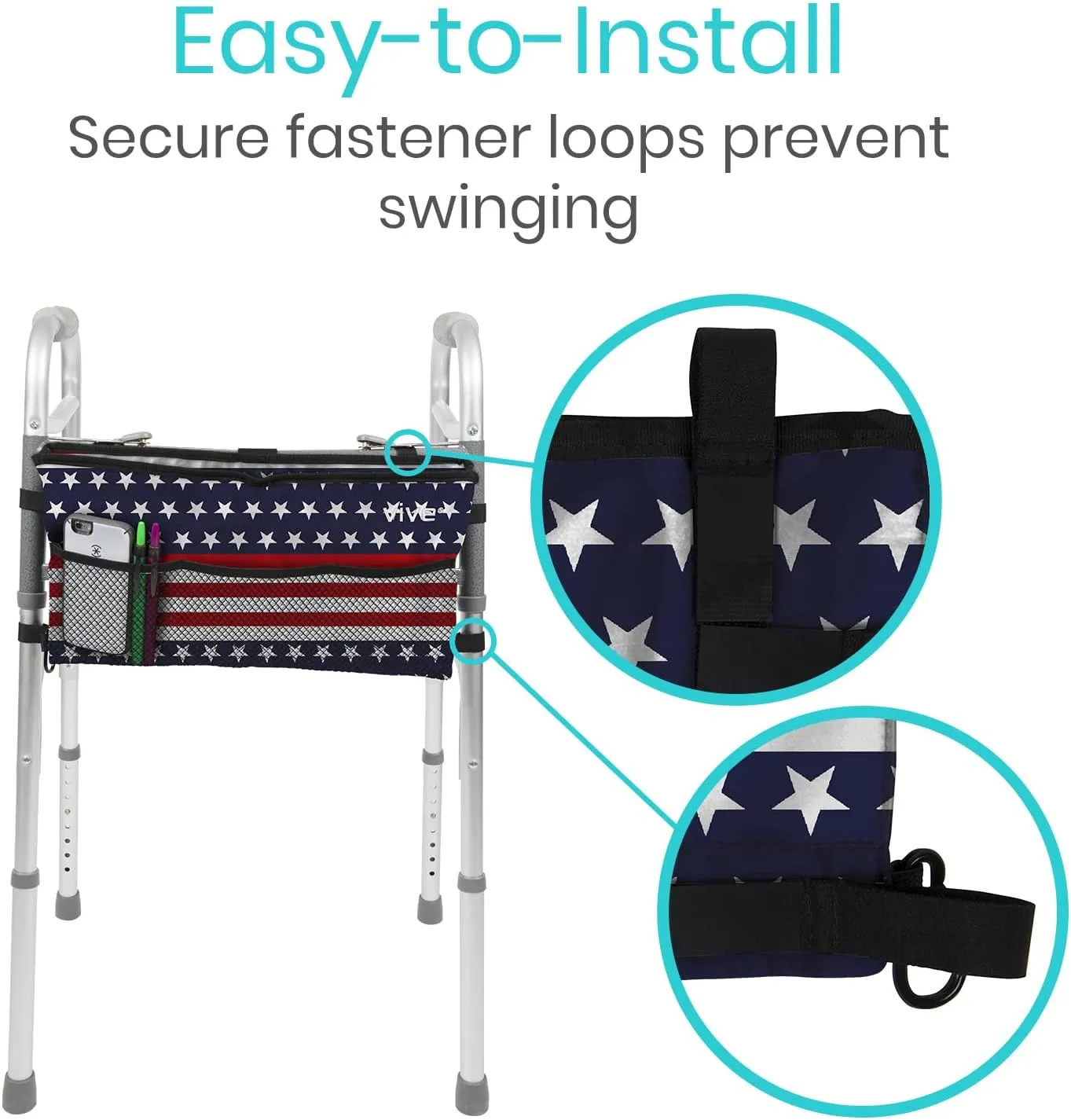 Vive Walker Bag - Accessories Wheelchair Basket Pouch (Water Resistant) - Seniors Caddy Accessory Attachment for Folding, Rolling Walkers - Carry Storage Carrier Tote - Lightweight, Universal Size