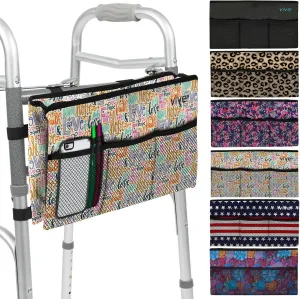 Vive Walker Bag - Accessories Wheelchair Basket Pouch (Water Resistant) - Seniors Caddy Accessory Attachment for Folding, Rolling Walkers - Carry Storage Carrier Tote - Lightweight, Universal Size