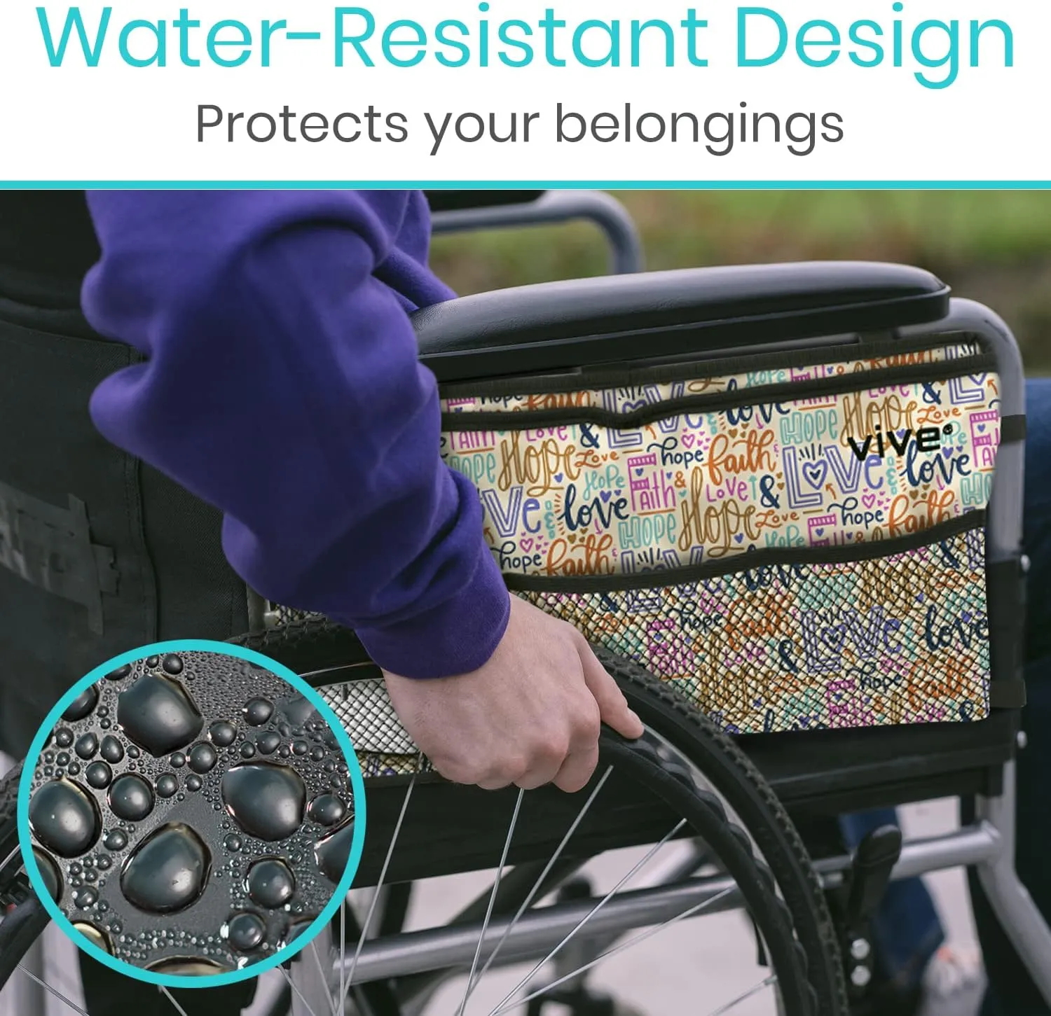Vive Walker Bag - Accessories Wheelchair Basket Pouch (Water Resistant) - Seniors Caddy Accessory Attachment for Folding, Rolling Walkers - Carry Storage Carrier Tote - Lightweight, Universal Size