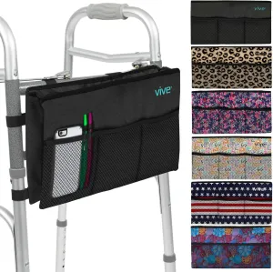 Vive Walker Bag - Accessories Wheelchair Basket Pouch (Water Resistant) - Seniors Caddy Accessory Attachment for Folding, Rolling Walkers - Carry Storage Carrier Tote - Lightweight, Universal Size