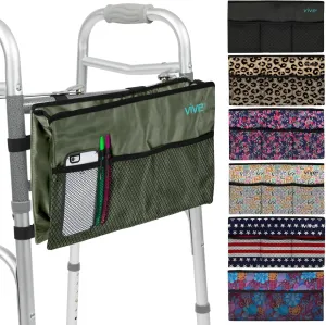 Vive Walker Bag - Accessories Wheelchair Basket Pouch (Water Resistant) - Seniors Caddy Accessory Attachment for Folding, Rolling Walkers - Carry Storage Carrier Tote - Lightweight, Universal Size