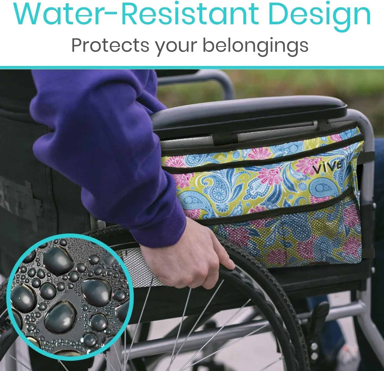 Vive Walker Bag - Accessories Wheelchair Basket Pouch (Water Resistant) - Seniors Caddy Accessory Attachment for Folding, Rolling Walkers - Carry Storage Carrier Tote - Lightweight, Universal Size