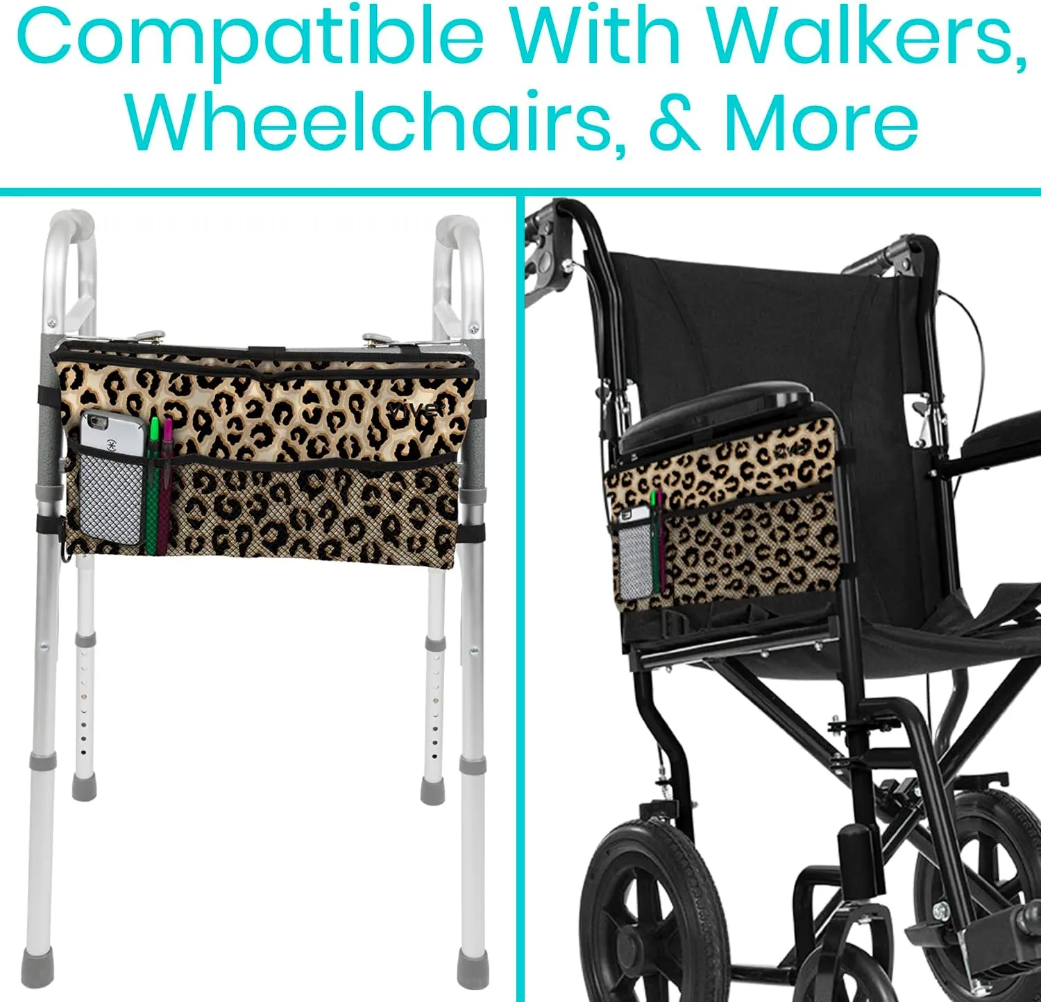 Vive Walker Bag - Accessories Wheelchair Basket Pouch (Water Resistant) - Seniors Caddy Accessory Attachment for Folding, Rolling Walkers - Carry Storage Carrier Tote - Lightweight, Universal Size