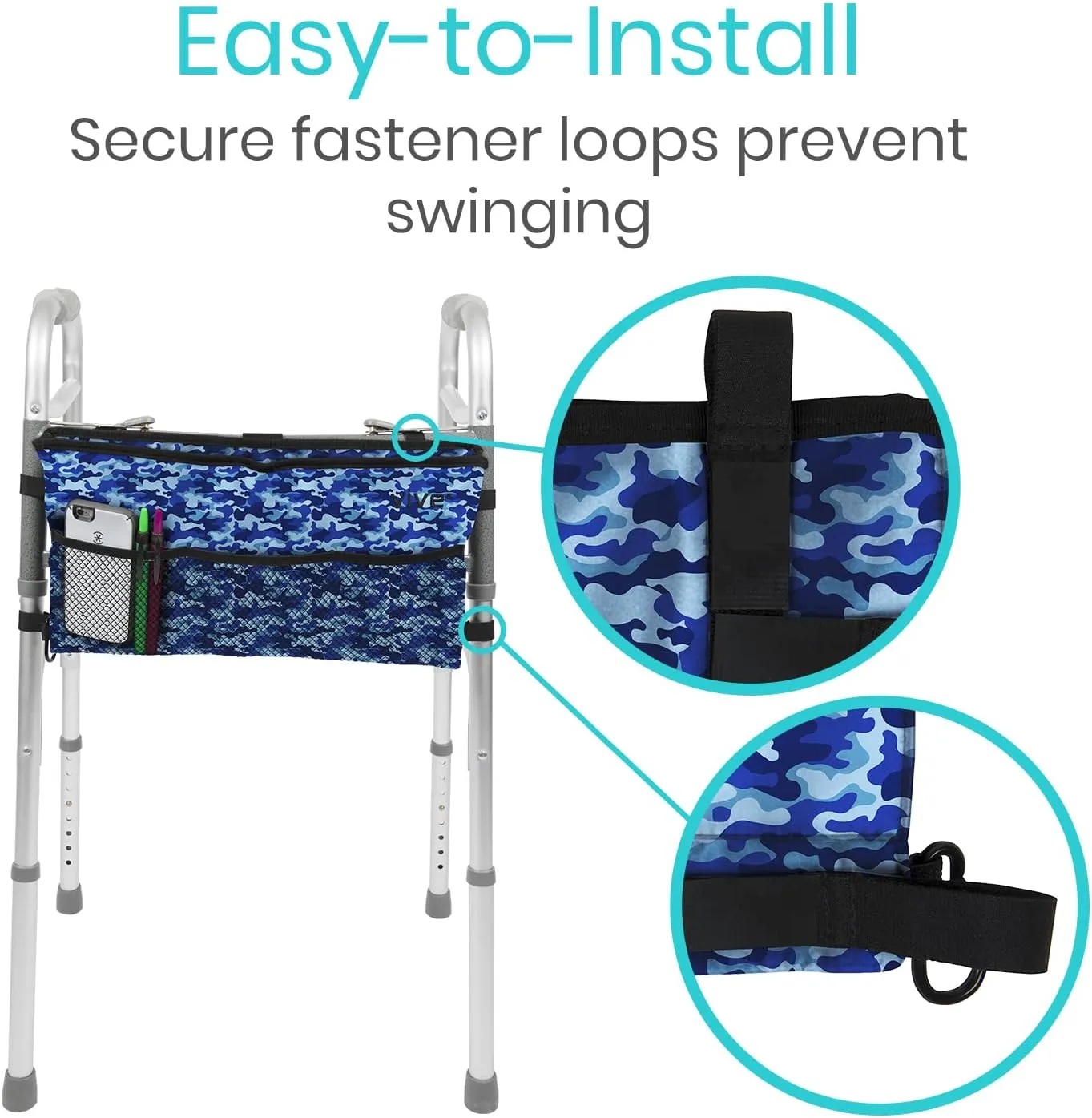 Vive Walker Bag - Accessories Wheelchair Basket Pouch (Water Resistant) - Seniors Caddy Accessory Attachment for Folding, Rolling Walkers - Carry Storage Carrier Tote - Lightweight, Universal Size