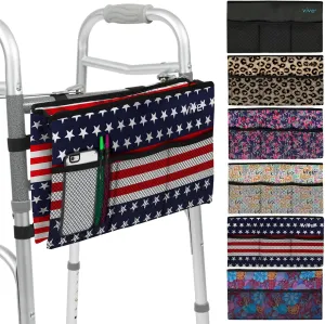 Vive Walker Bag - Accessories Wheelchair Basket Pouch (Water Resistant) - Seniors Caddy Accessory Attachment for Folding, Rolling Walkers - Carry Storage Carrier Tote - Lightweight, Universal Size
