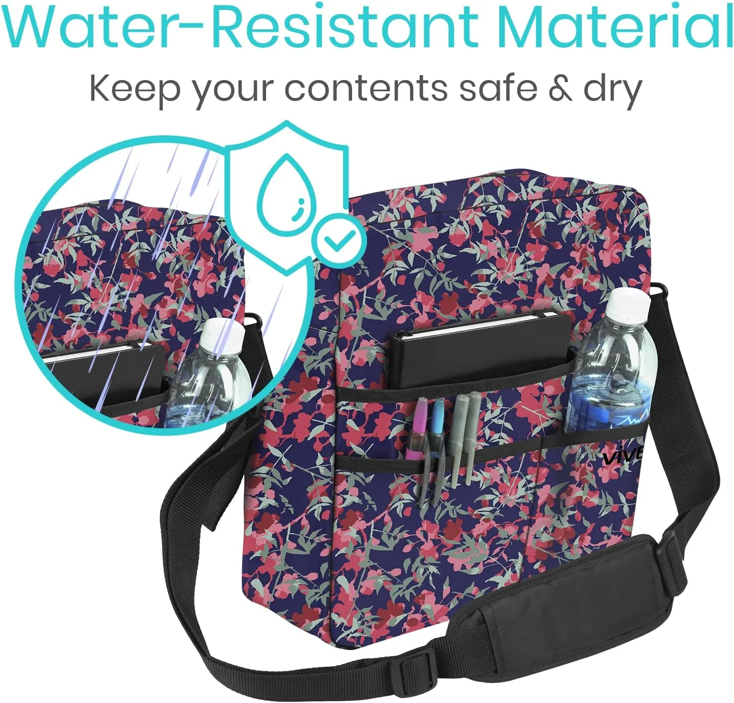 Vive Wheelchair Bag - Machine Washable, Double-Stitched, Water-Resistant Accessory Backpack for Rollators, Wheel Chairs, Walkers - Pouch with XL Pockets & Straps for Quick Installation